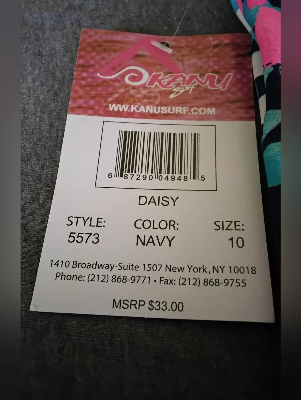 Daisy Girls' Navy One-Piece Swimsuit with Blue, Pink & White Floral Burst